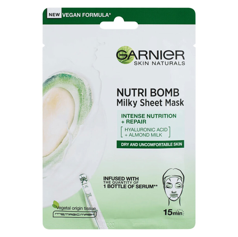 Garnier Skin Naturals Nutri Bomb vyživující plátýnková maska pro suchou pleť 32 g