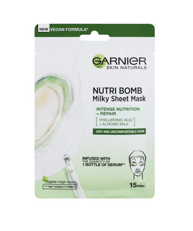 Garnier Skin Naturals Nutri Bomb vyživující plátýnková maska pro suchou pleť 32 g