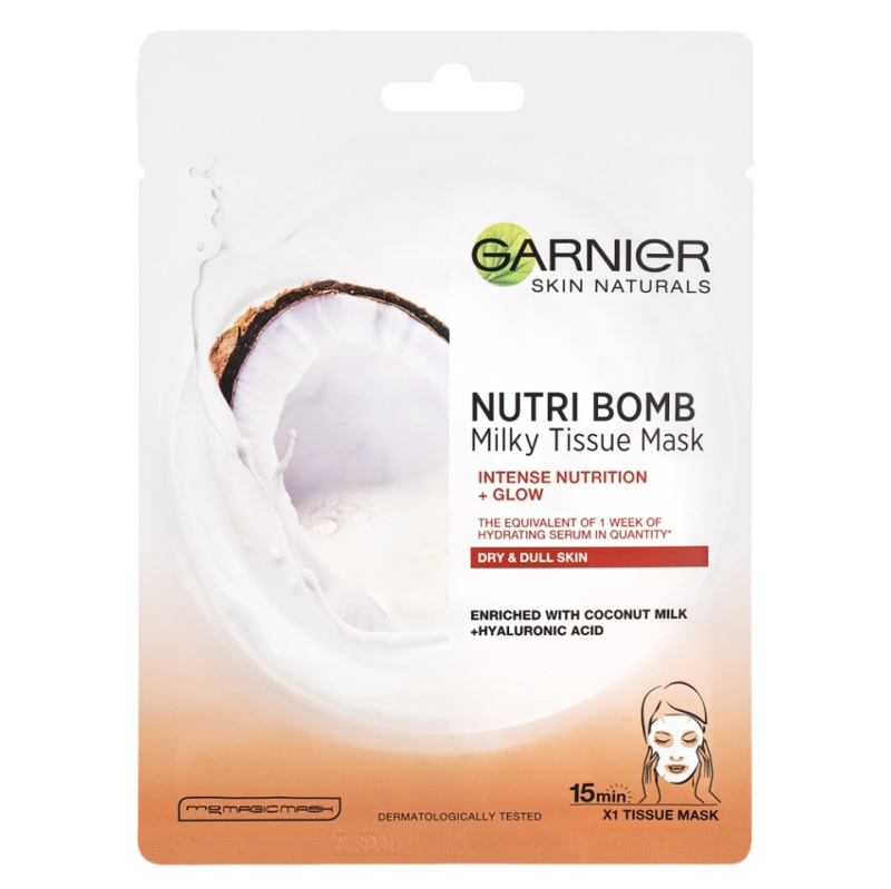 Garnier Skin Naturals Nutri Bomb vyživující plátýnková maska pro rozjasnění pleti 28 g
