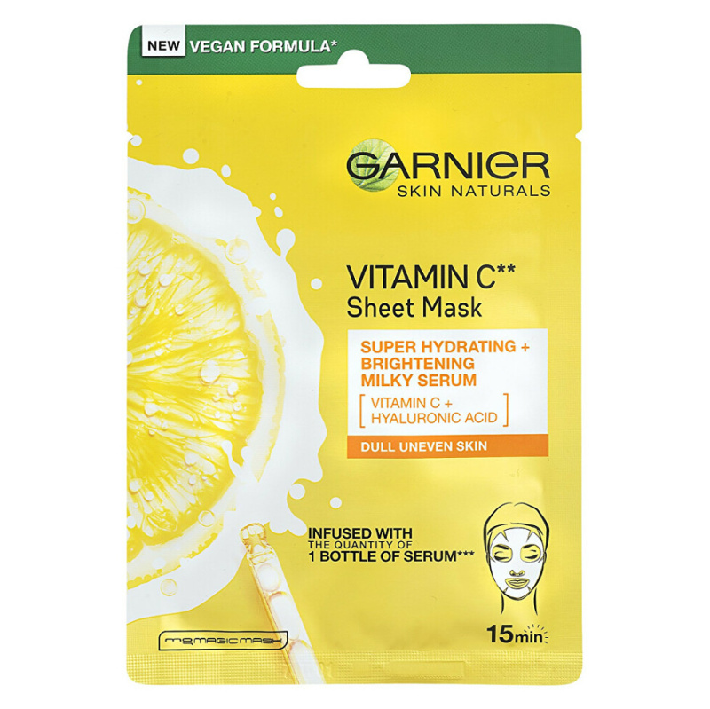 Garnier Skin Naturals Vitamin C plátýnková maska s rozjasňujícím a hydratačním účinkem s vitaminem C 28 g
