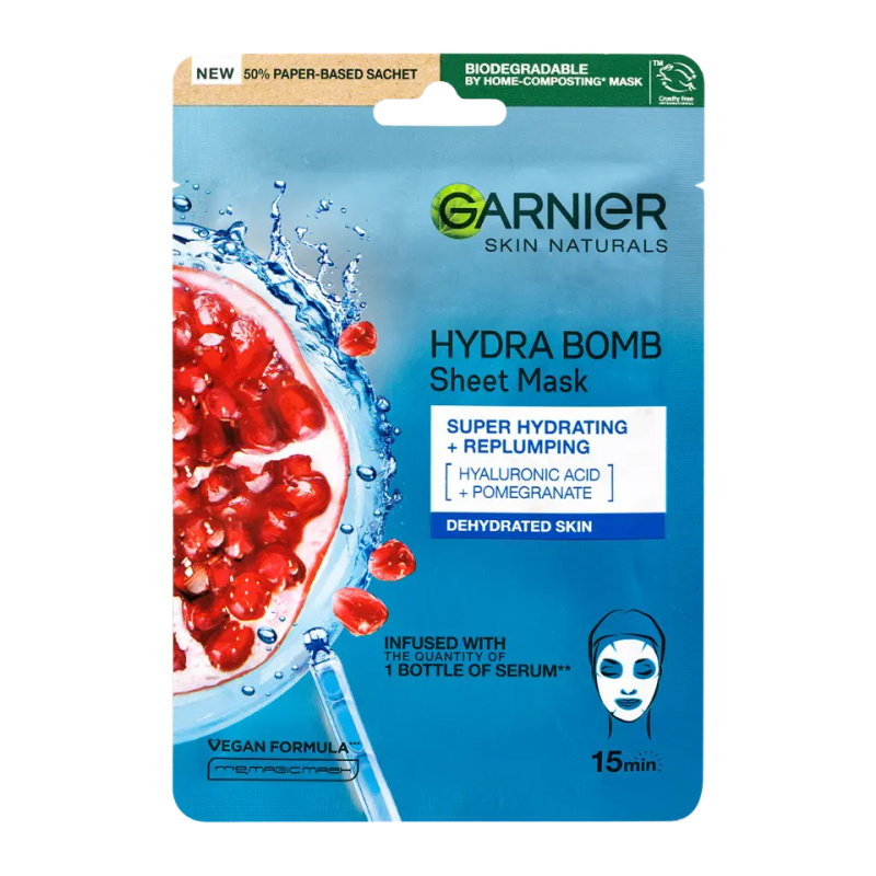 Garnier Skin Naturals Moisture+Aqua Bomb hydratační plátýnková maska s kyselinou hyaluronovou 1 ks
