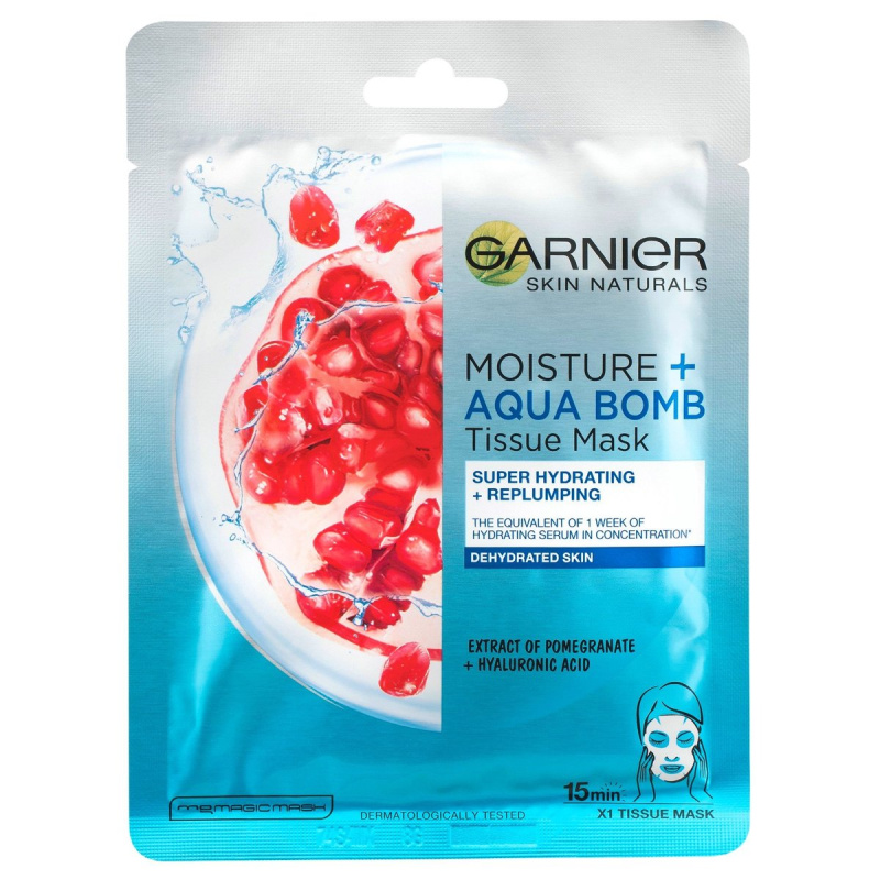 Garnier Skin Naturals Moisture+Aqua Bomb hydratační plátýnková maska s kyselinou hyaluronovou 1 ks