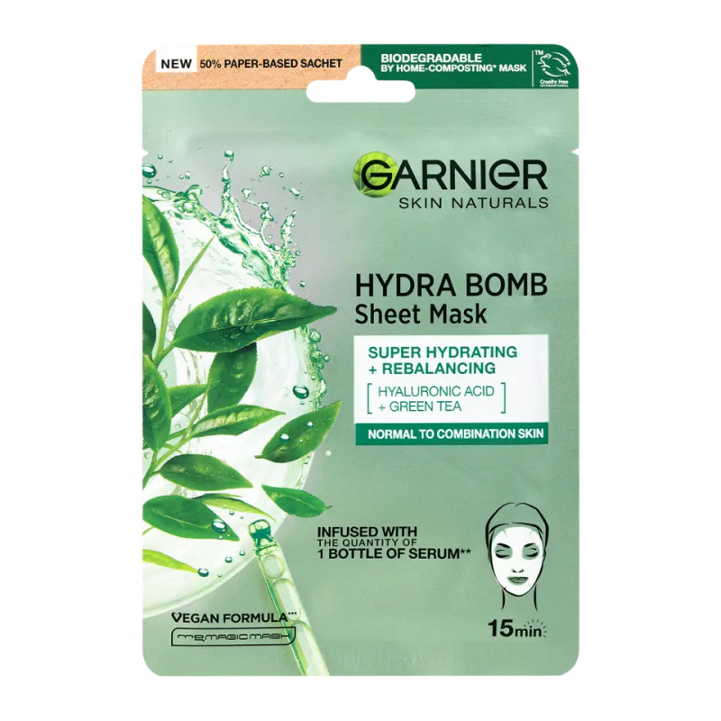 Garnier Skin Naturals Moisture+Freshness super hydratační čisticí textilní maska pro normální až smíšenou pleť 28 g