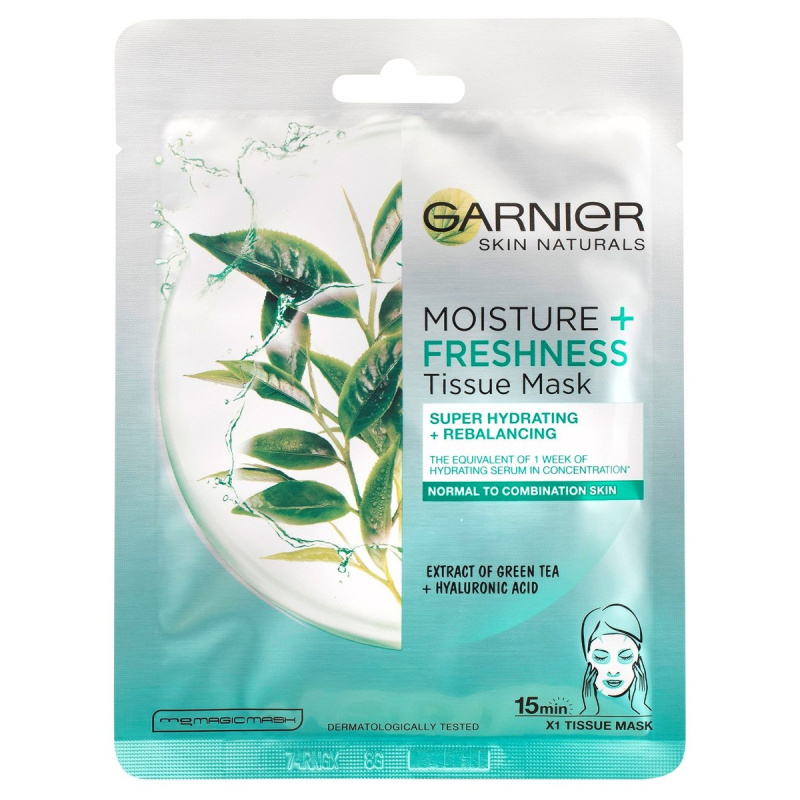 Garnier Skin Naturals Moisture+Freshness super hydratační čisticí textilní maska pro normální až smíšenou pleť 28 g