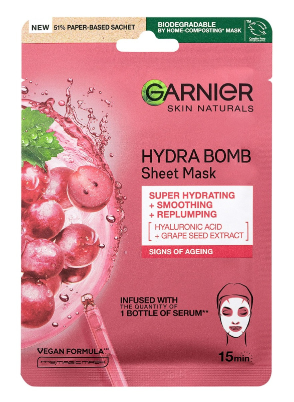 Garnier Skin Naturals Hydra Bomb vyhlazující plátýnková maska 28 g