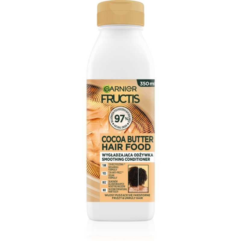 Garnier Fructis Cocoa Butter Hair Food uhlazující balzám pro nepoddajné a krepatějící se vlasy 350 ml