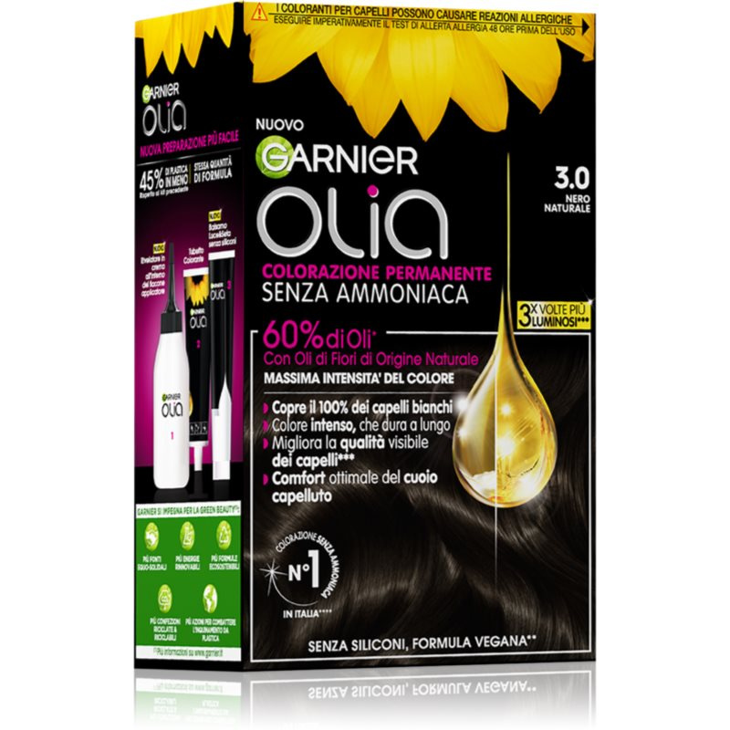 Garnier Olia permanentní barva na vlasy odstín 3.0 Nero Naturale 1 ks