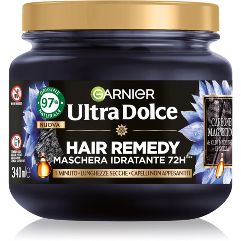 Garnier Ultra Doux Magnetic Charcoal hydratační maska pro mastnou vlasovou pokožku a suché konečky 340 ml