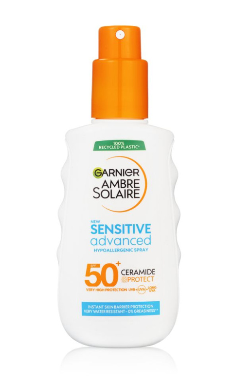 Garnier Ambre Solaire Sensitive Advanced sprej na opalování pro citlivou pokožku SPF 50+ 150 ml