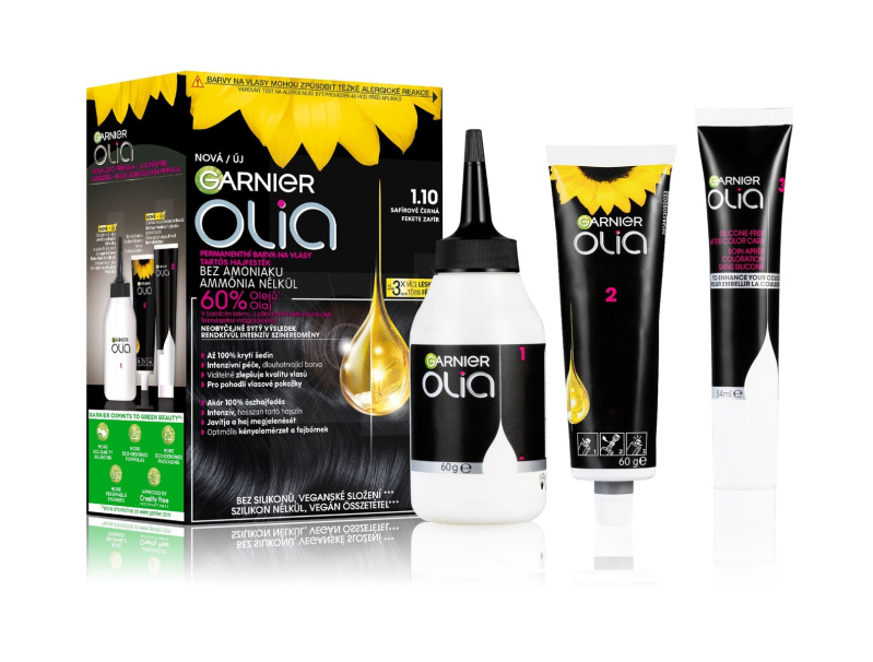 Garnier Olia Big Kit permanentní barva na vlasy odstín 1.10 Black Sapphire