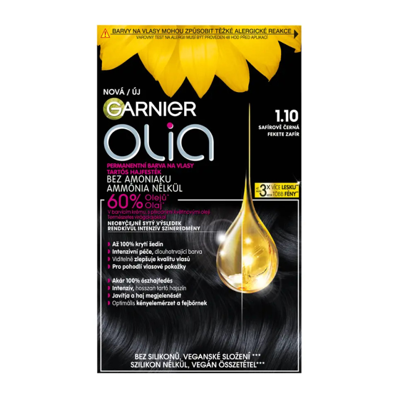 Garnier Olia Big Kit permanentní barva na vlasy odstín 1.10 Black Sapphire