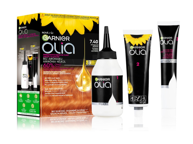 Garnier Olia Big Kit permanentní barva na vlasy odstín 7.40 Intense Copper