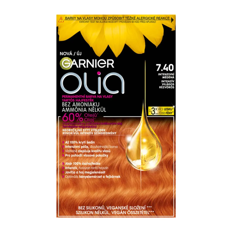 Garnier Olia Big Kit permanentní barva na vlasy odstín 7.40 Intense Copper