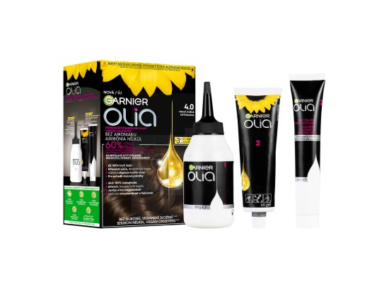 Garnier Olia Big Kit permanentní barva na vlasy odstín 4.0 Dark Brown