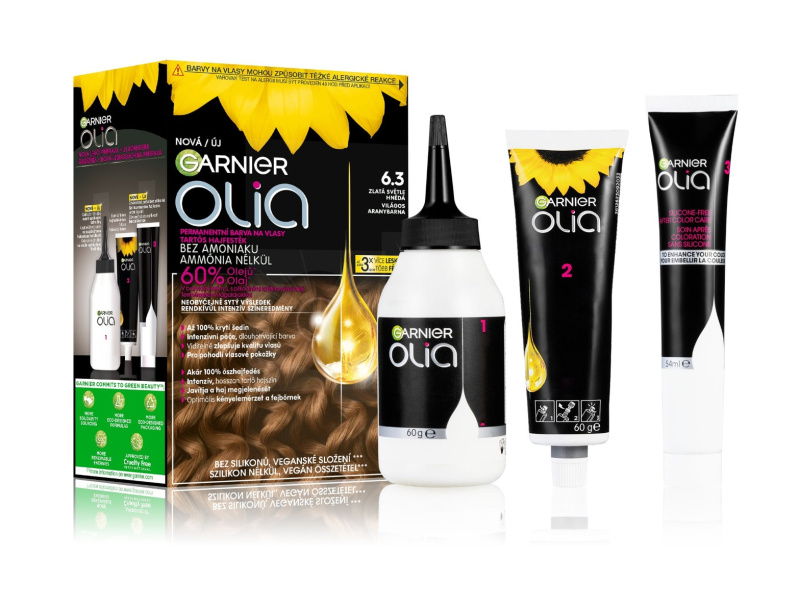 Garnier Olia Big Kit permanentní barva na vlasy odstín 6.3 Gold Light Brown