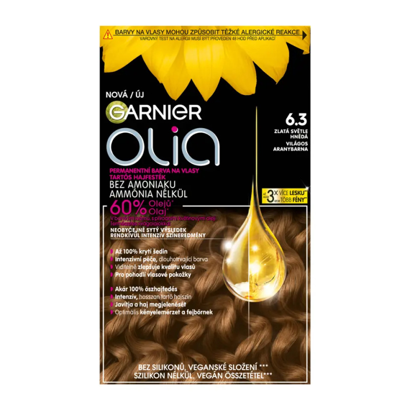 Garnier Olia Big Kit permanentní barva na vlasy odstín 6.3 Gold Light Brown