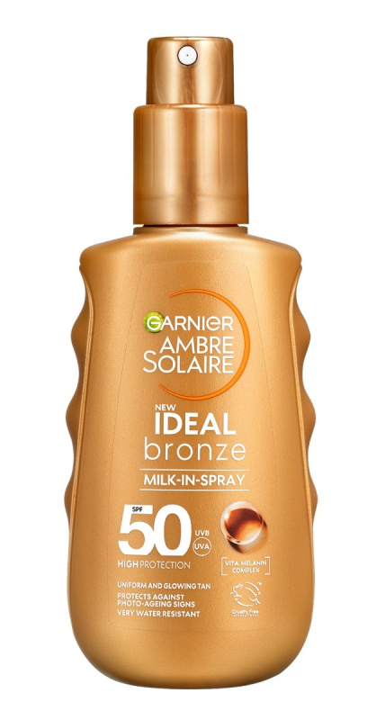 Garnier Ambre Solaire Ideal Bronze opalovací mléko ve spreji na tělo SPF 50 150 ml