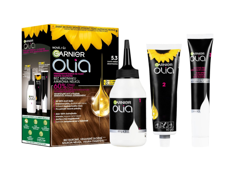 Garnier Olia Big Kit permanentní barva na vlasy odstín 5.3 Golden Brown 1 ks