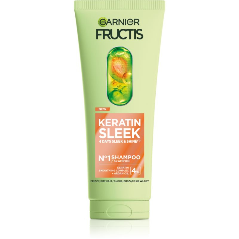 Garnier Fructis Keratin Sleek šampon s keratinem pro lesk a hebkost vlasů 200 ml