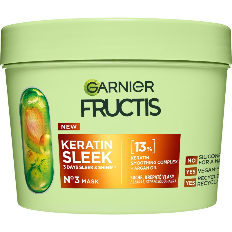 Garnier Fructis Keratin Sleek maska na vlasy pro suché a poškozené vlasy 370 ml
