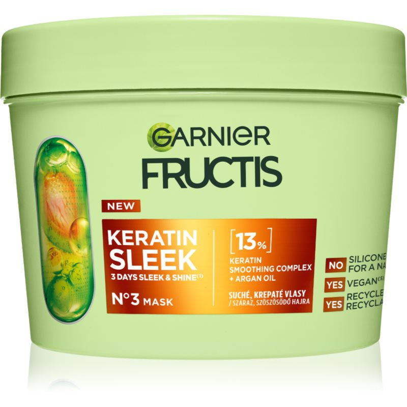 Garnier Fructis Keratin Sleek maska na vlasy pro suché a poškozené vlasy 370 ml