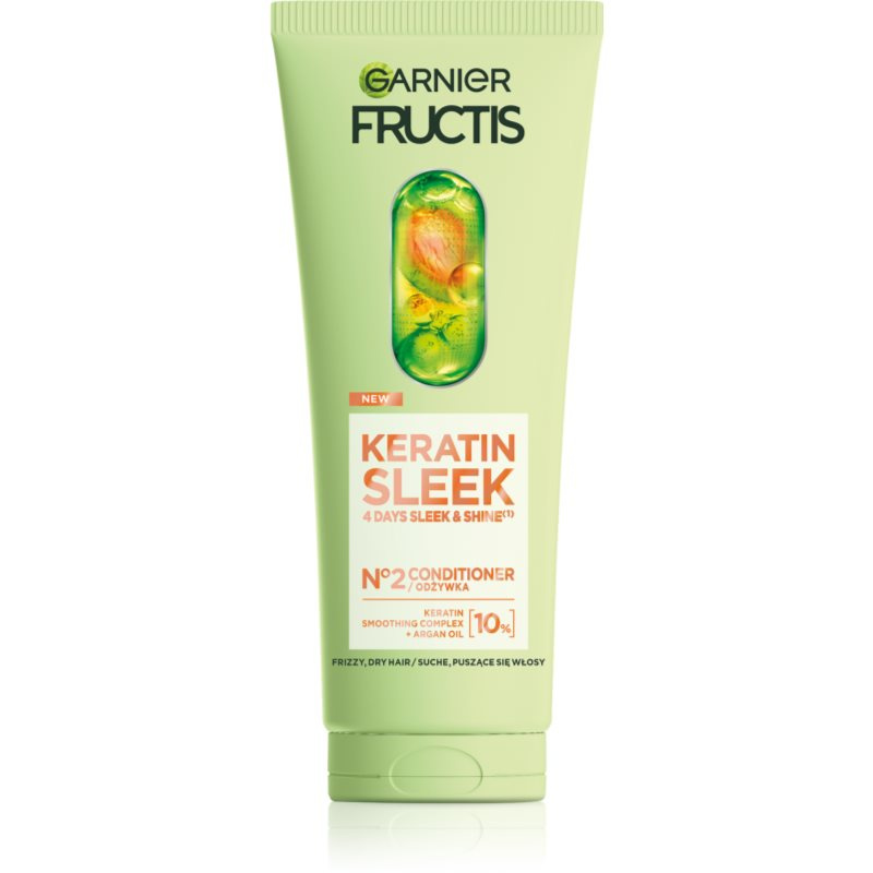 Garnier Fructis Keratin Sleek keratinový kondicionér pro lesk a hebkost vlasů 200 ml