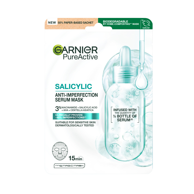 Garnier Pure Active Salicylic plátýnková maska proti nedokonalostem pleti 1 ks