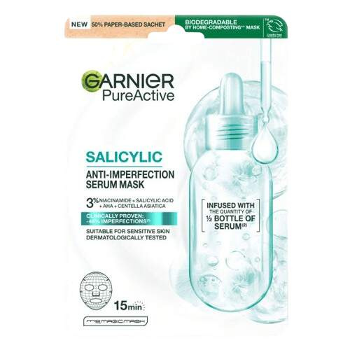Garnier Pure Active Salicylic plátýnková maska proti nedokonalostem pleti 1 ks