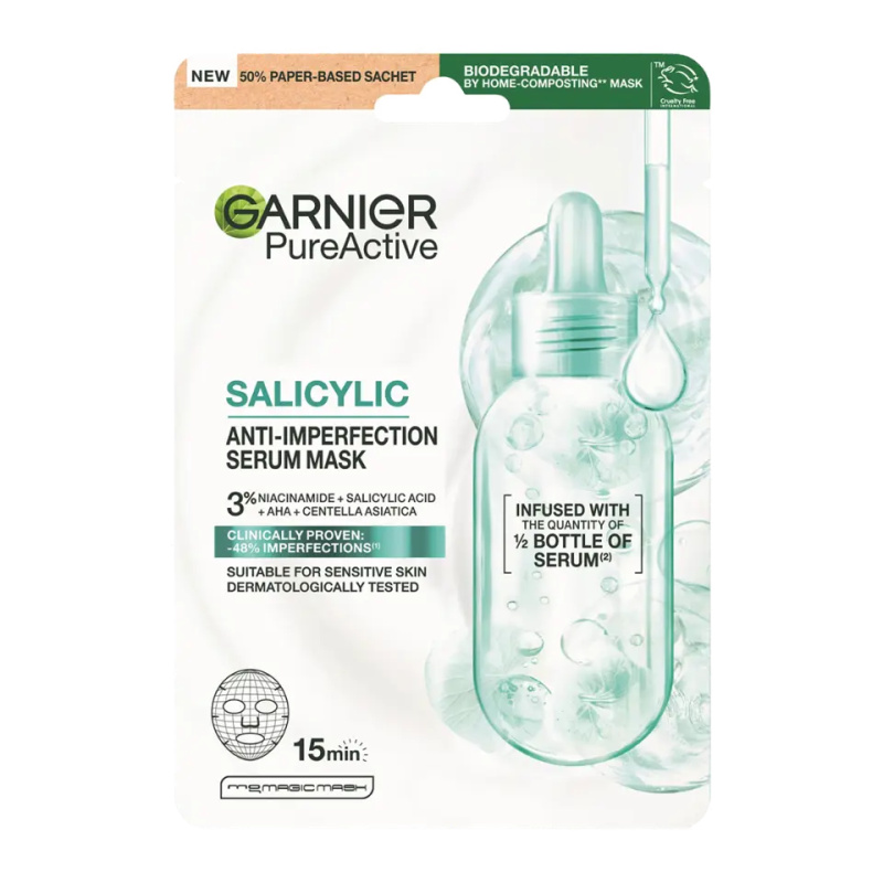 Garnier Pure Active Salicylic plátýnková maska proti nedokonalostem pleti 1 ks