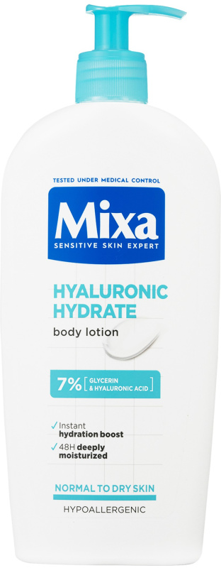 MIXA Hyalurogel intenzivní hydratační tělové mléko pro suchou a citlivou pokožku 400 ml