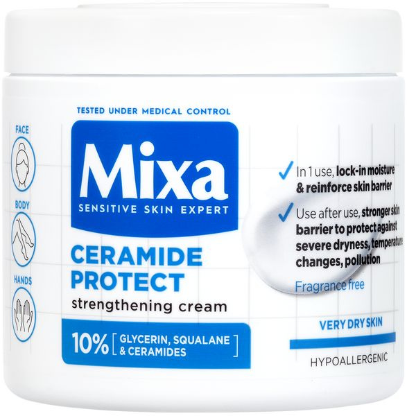 MIXA Ceramide Protect regenerační tělový krém pro citlivou pokožku 400 ml