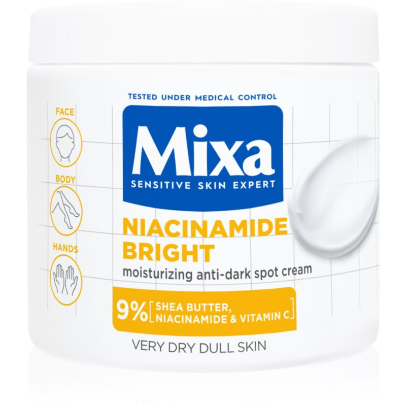 Mixa Niacinamide Bright tělový krém pro rozjasnění a hydrataci 400 ml