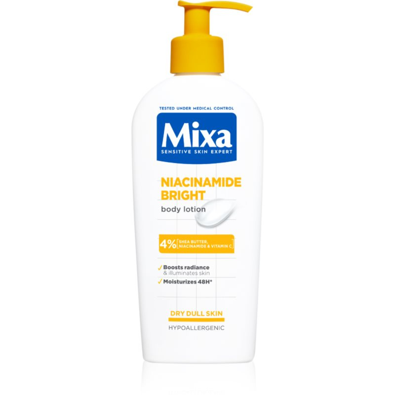 Mixa Niacinamide Bright tělové mléko pro rozjasnění a hydrataci 250 ml