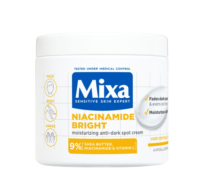 Mixa Niacinamide Bright intenzivně hydratační krém proti tmavým skvrnám 400 ml