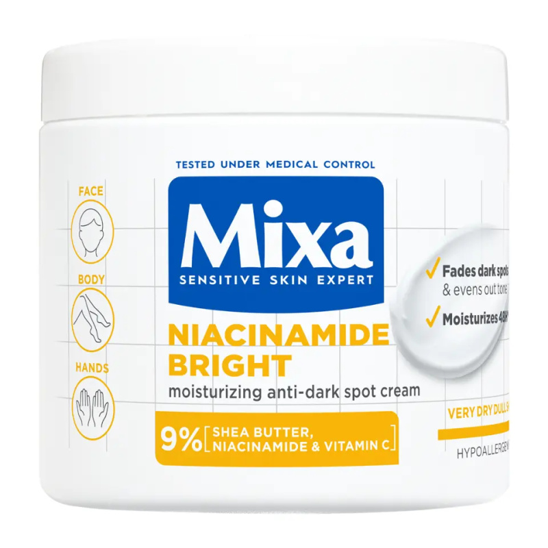 Mixa Niacinamide Bright intenzivně hydratační krém proti tmavým skvrnám 400 ml