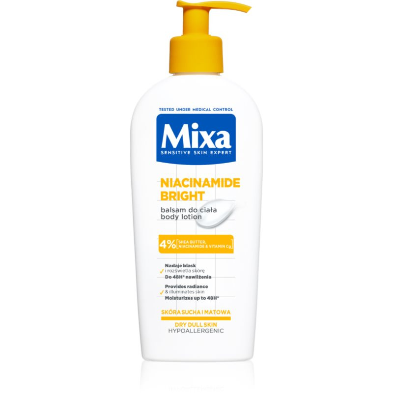 Mixa Niacinamide Bright Balsam Do Ciała rozjasňující a hydratační mléko s niacinamidem 250 ml