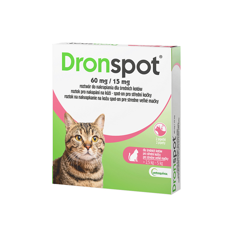 Dronspot 60mg/15mg spot-on střední kočky 2x0.7ml