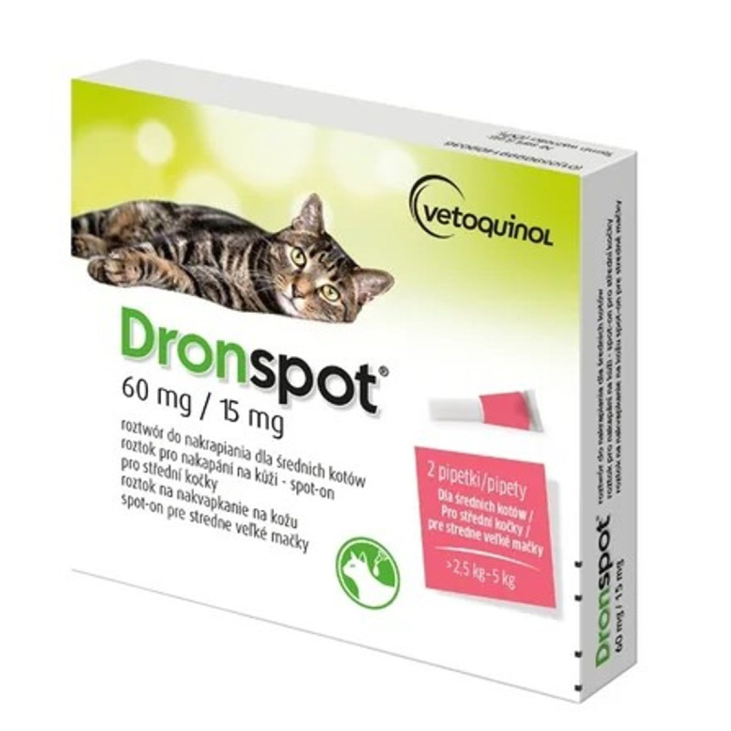 Dronspot 60mg/15mg spot-on střední kočky 2x0.7ml