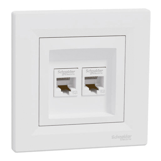 Zásuvka datová Schneider Asfora CAT5e 2× RJ45 UTP nestíněná bílá