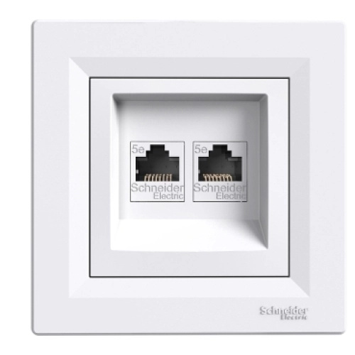Zásuvka datová Schneider Asfora CAT5e 2× RJ45 UTP nestíněná bílá