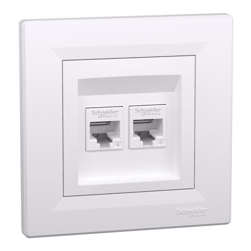 Zásuvka datová Schneider Asfora CAT6 2× RJ45 UTP nestíněná bílá