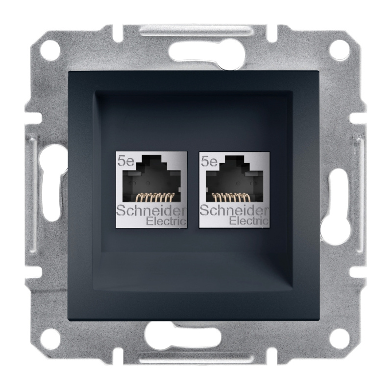 Zásuvka datová Schneider Asfora CAT5e 2× RJ45 UTP nestíněná antracit