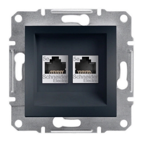 Zásuvka datová Schneider Asfora CAT5e 2× RJ45 UTP nestíněná antracit