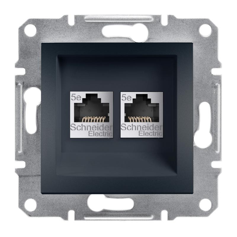 Zásuvka datová Schneider Asfora CAT5e 2× RJ45 UTP nestíněná antracit
