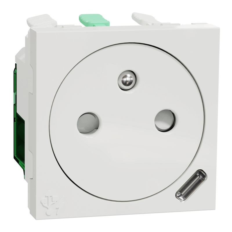 Zásuvka 230 V s USB jednonásobná skrytá Schneider Unica Nová bílá