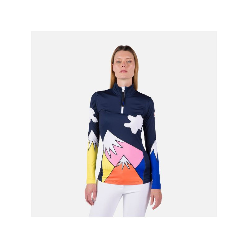 Rossignol T-shirt W Booster 1/2 Zip Top blue dámské xs