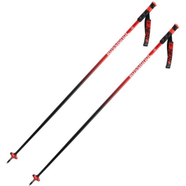 Rossignol Hero SL, lyžařské hole, stříbrná/červená