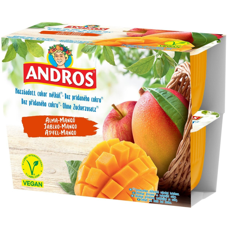 Andros Jablkovo-mangové pyré bez přidaného cukru 4×100 g