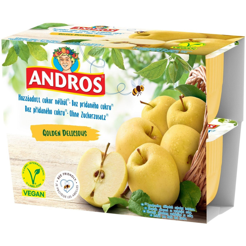 Andros Jablečné pyré z Golden Delicious bez přidaného cukru 4×100 g