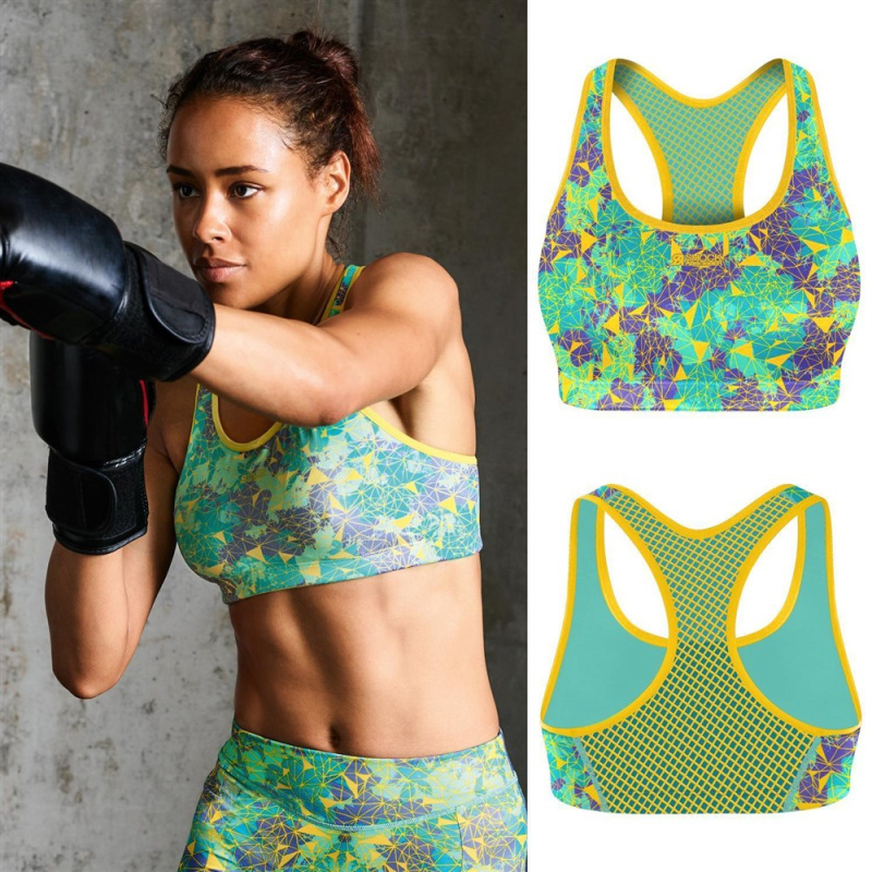 Sportovní podprsenka SHOCK ABSORBER ACTIVE CROP TOP Geometric Barva: Modrá, Velikost: XL